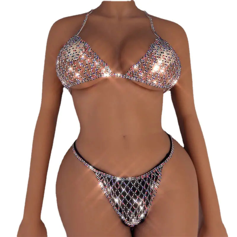 Exaggerated Rhinestone Body Chain for Nightclub Wear