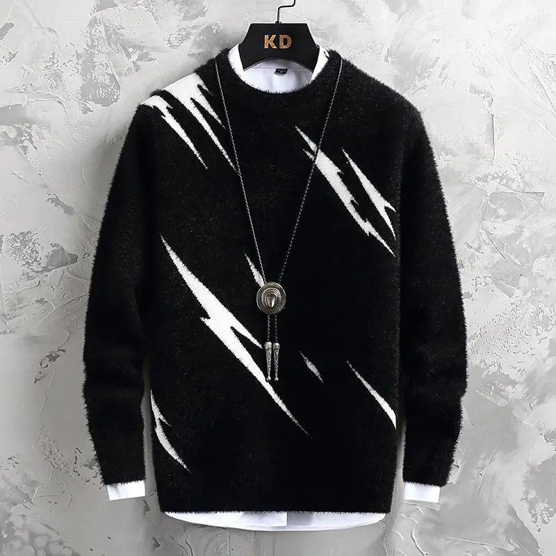 Personalized Jacquard Crew Neck Sweater for Men