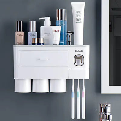 Magnetic Toothbrush Holder Set with Automatic Toothpaste Dispenser