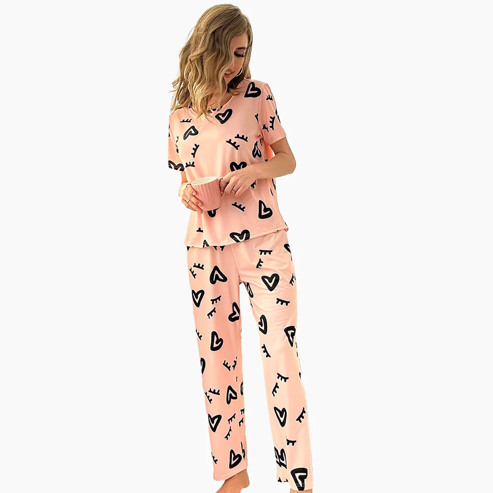 Women's Milk Silk Pajama Set – Short Sleeve & Pants