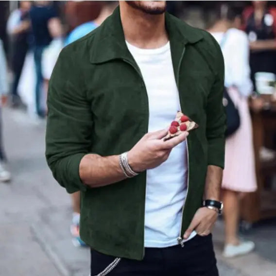 Men's Suede Jacket - Stylish Outerwear for Casual Wear
