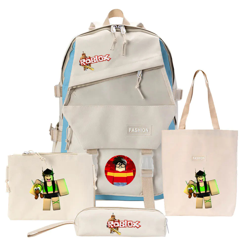 Four-Piece Canvas Backpack Set for Students