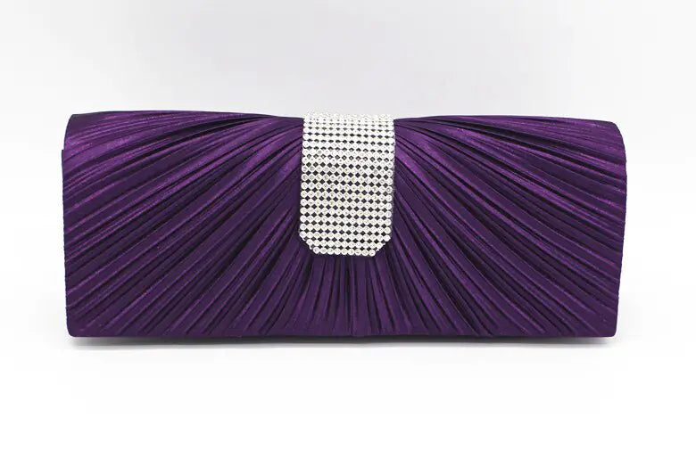 Black Satin Silk Evening Clutch Purse for Women