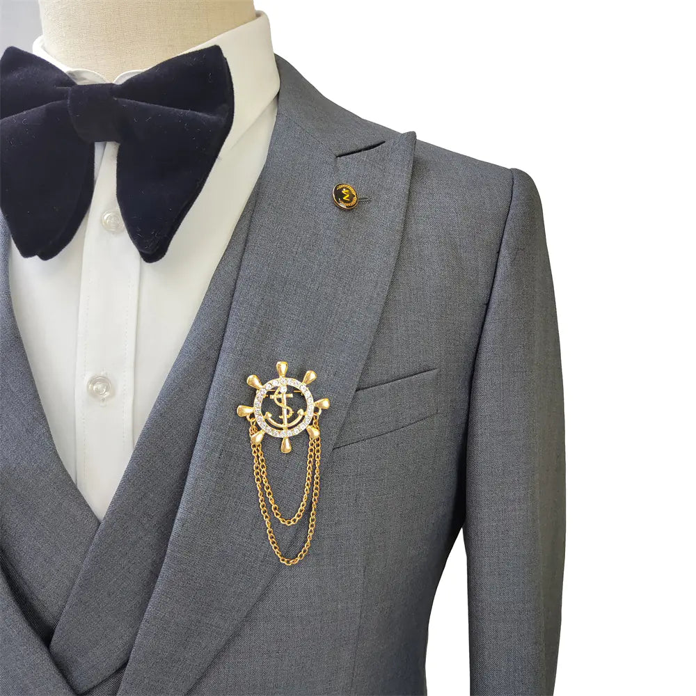 Men's Gray 3-Piece Suit for Weddings and Events