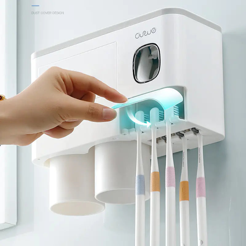Magnetic Toothbrush Holder Set with Automatic Toothpaste Dispenser