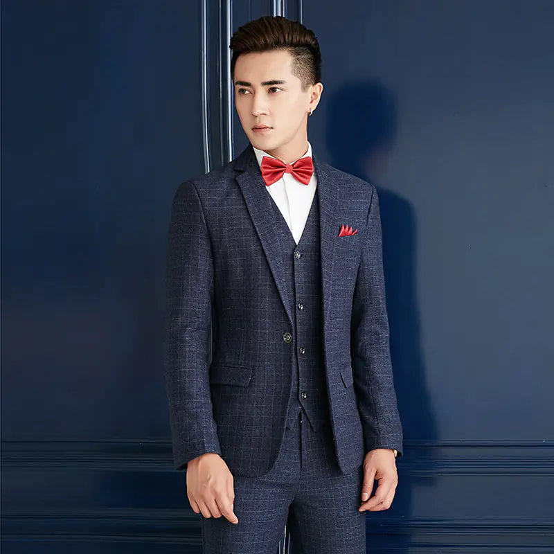 Men's Slim Fit British Style Suit Set for Weddings