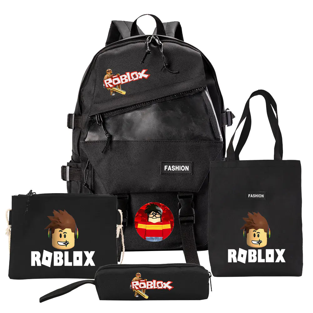 Four-Piece Canvas Backpack Set for Students