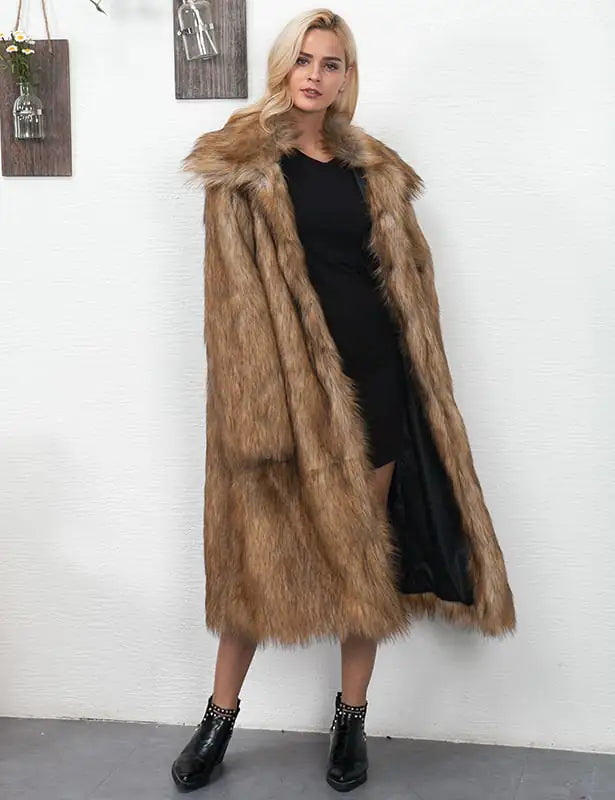 Long Women's Fur Coat - Trendy in Europe and America