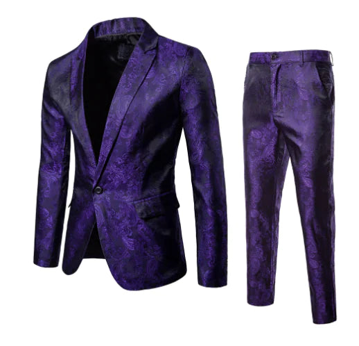 Jacquard Suit Set, Three-Piece Wedding Attire