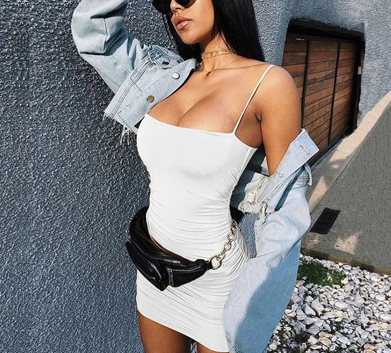 Solid Color Strapless Bodycon Dress