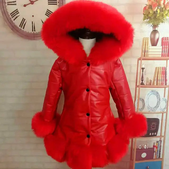 Girls Mid-Length Padded Winter Jacket