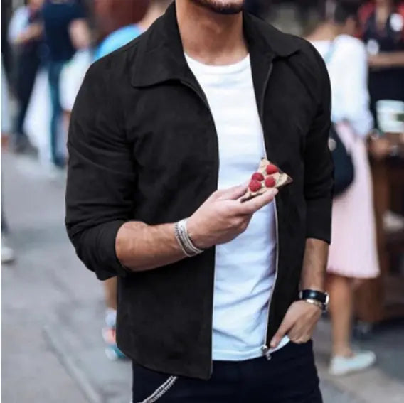 Men's Suede Jacket - Stylish Outerwear for Casual Wear