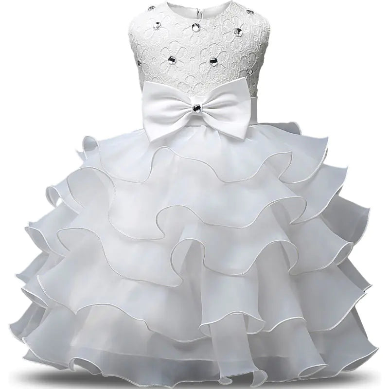 Girls' Sleeveless Princess Dress with Bow (Cake Dress)