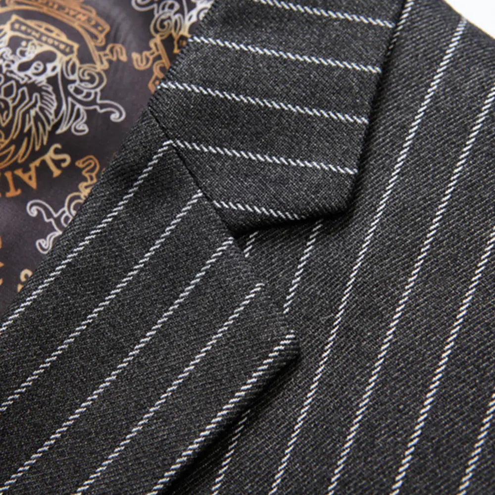 Men's Slim Fit Striped 3-Piece Suit Set for Spring