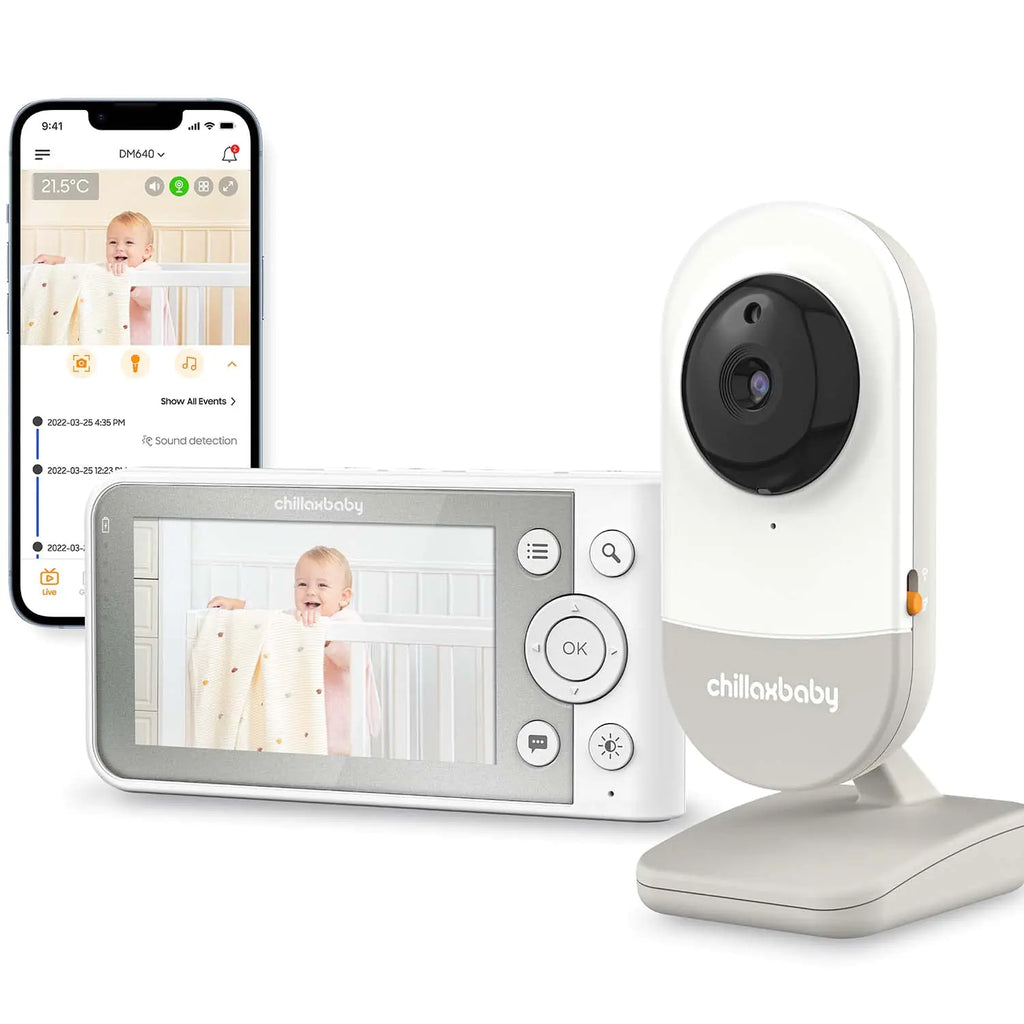 Chillax Daily Baby DM640 - WiFi Baby Monitor with Camera & Control Unit 4.3" Screen HD Camera Privacy Protection Switch WiFi Remote Streaming 2-Way Audio Night Vision - Powered by 5GenCare