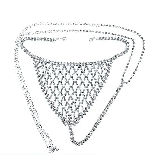 Exaggerated Rhinestone Body Chain for Nightclub Wear