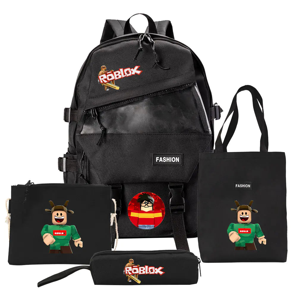 Four-Piece Canvas Backpack Set for Students