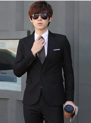 Men's Slim Fit Solid Color Suit Set for Weddings