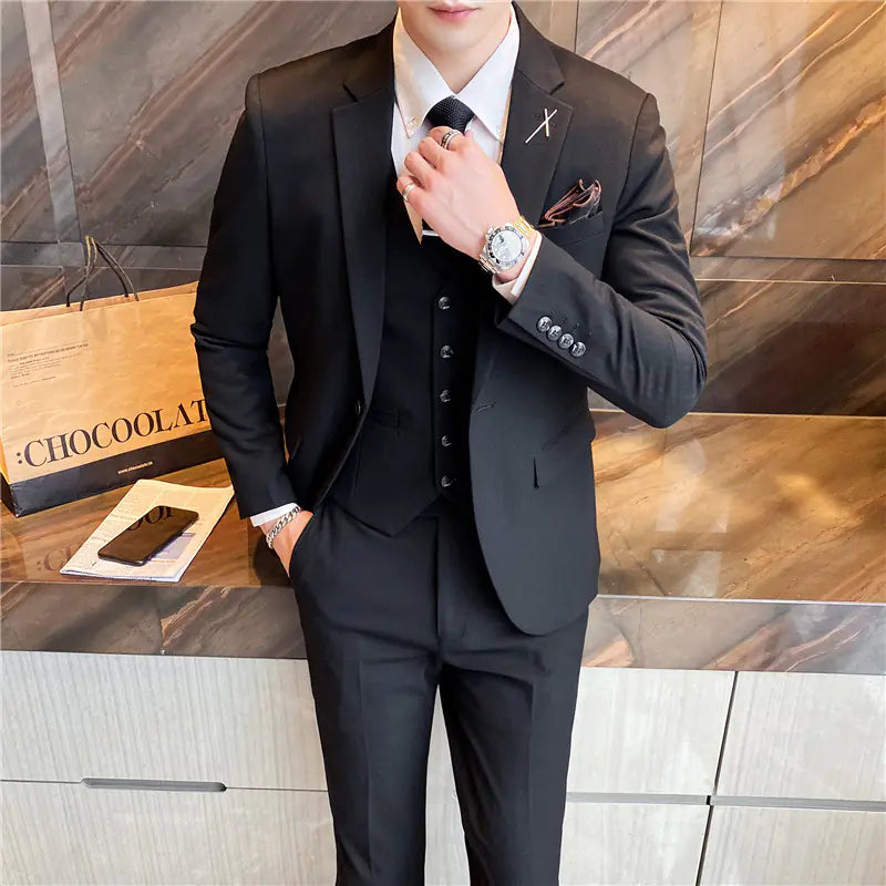 Men's Slim Fit Business Suit 3-Piece Set