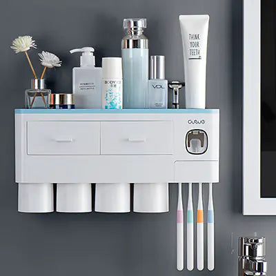 Magnetic Toothbrush Holder Set with Automatic Toothpaste Dispenser