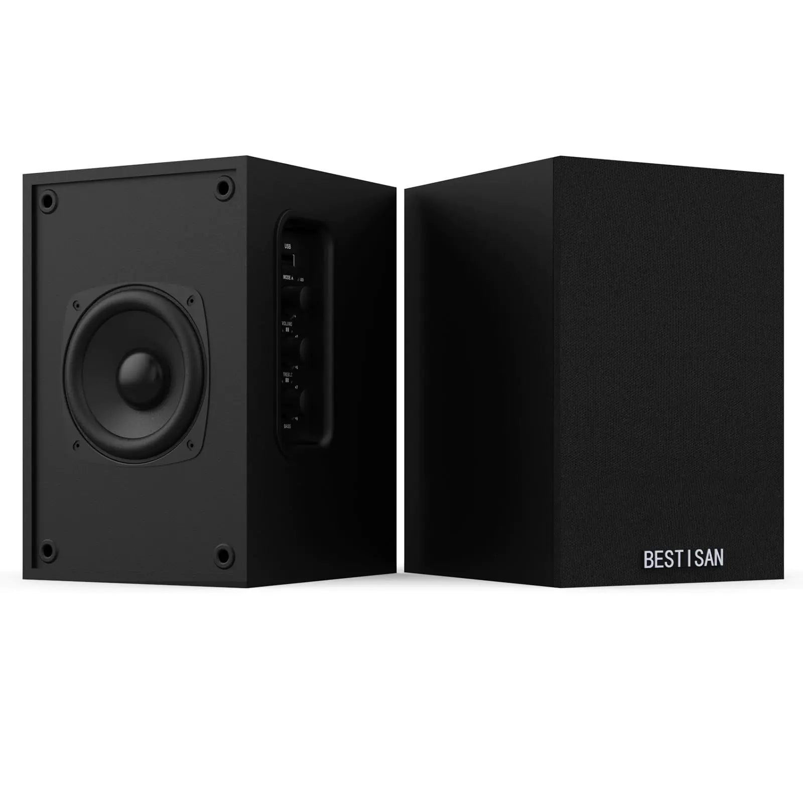 BESTISAN Active Bookshelf Speakers for Record Player Powered Studio Turntable Speakers for TV PC and Wireless Music Streaming Featuring Bluetooth and RCA (SR16)