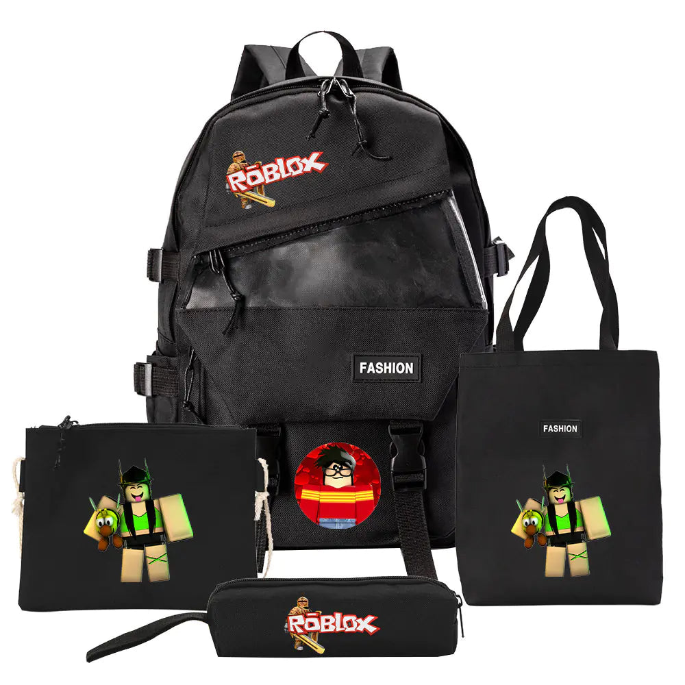 Four-Piece Canvas Backpack Set for Students