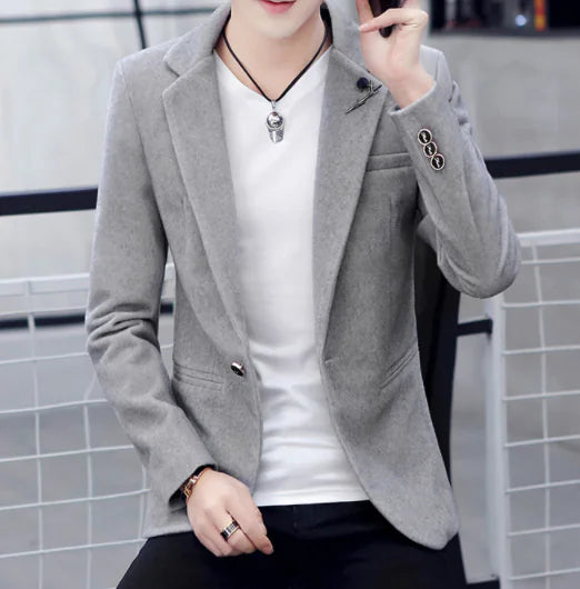 Men's Casual Fleece Blazer - Slim Fit Winter Jacket