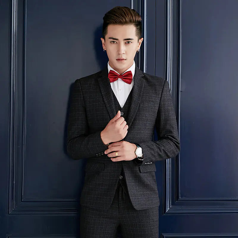 Men's Slim Fit British Style Suit Set for Weddings