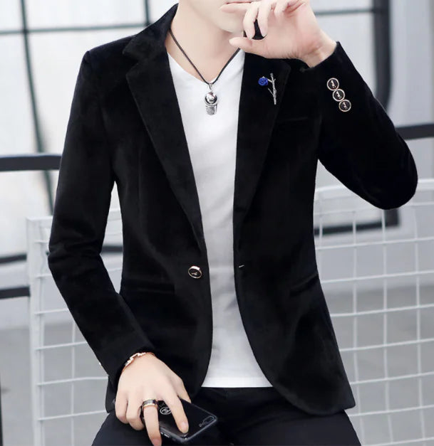 Men's Casual Fleece Blazer - Slim Fit Winter Jacket