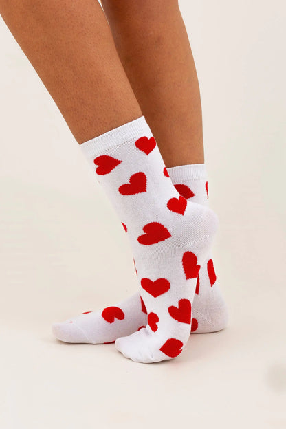 White Socks with Red Hearts