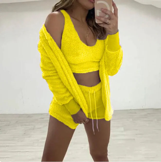 Three-piece Homewear Long-sleeved Plush Fashion Casual Three-piece Suit