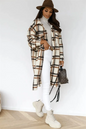 Women's Plaid Printed Long Overcoat Jacket