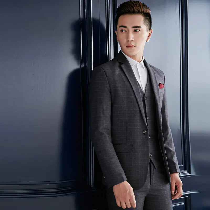 Men's Slim Fit British Style Suit Set for Weddings