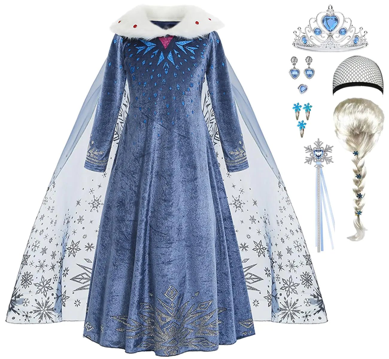 iTVTi Princess Elsa Winter Costume for Girls Halloween Carnival Fancy Dress for Cosplay Blue 3-4 Years(Tag 110)