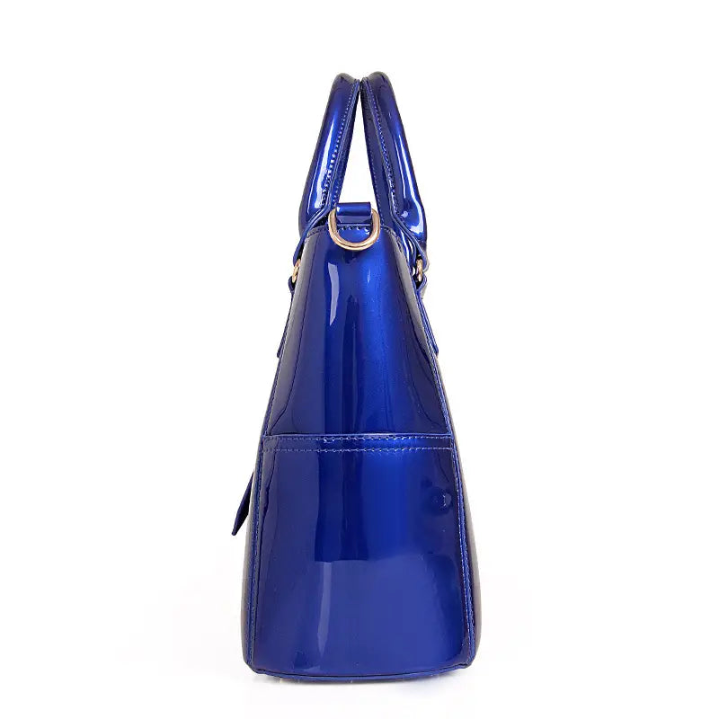 Glossy Patent Leather Bag Set with Tote, Clutch, Purse