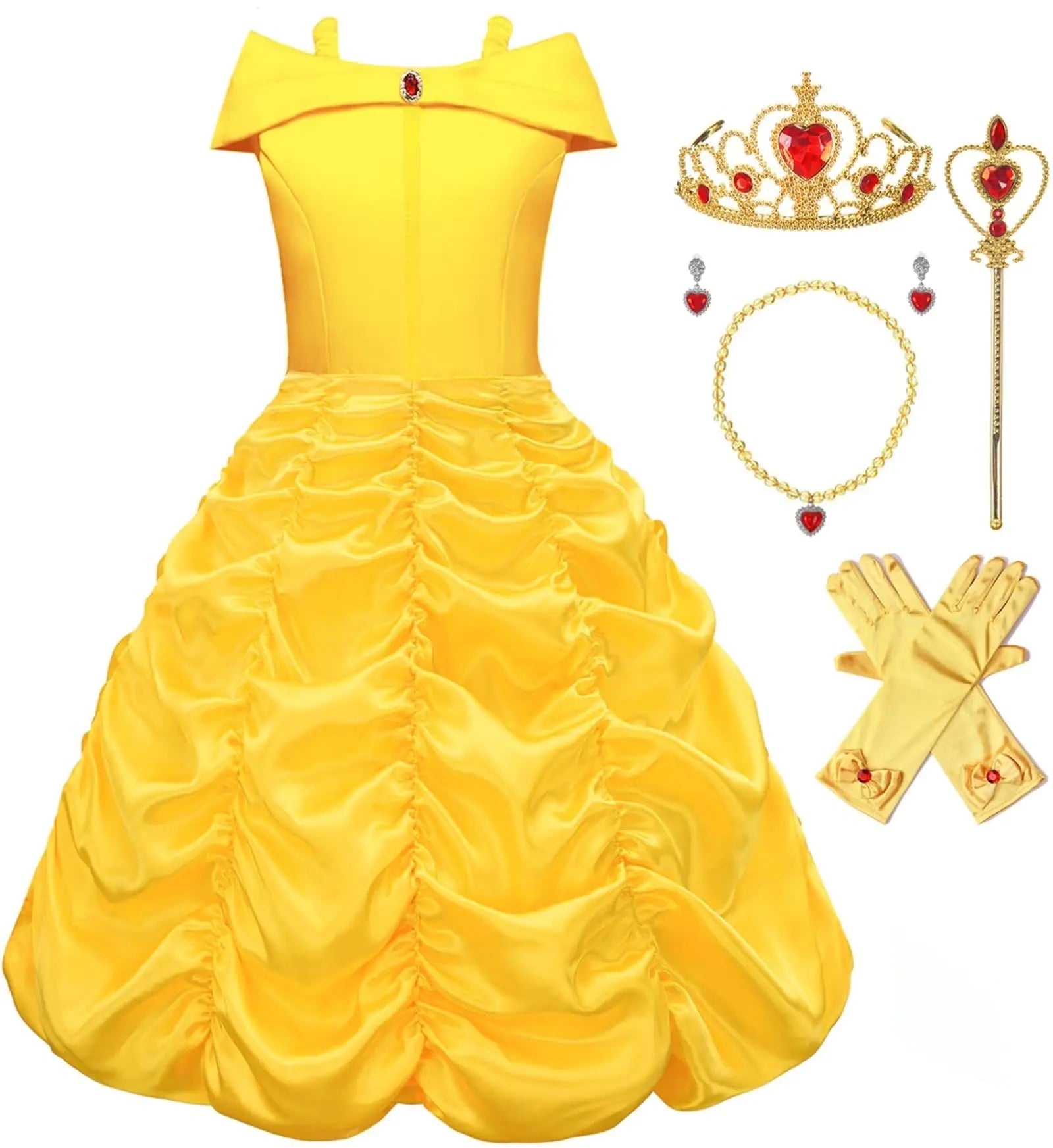 Avady Girls Princess Costume Birthday Pary Fancy Dress Up Halloween Role Play Costume Yellow
