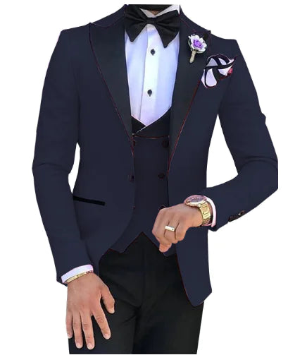 Men's Slim Fit 3-Piece Suit for Weddings and Events