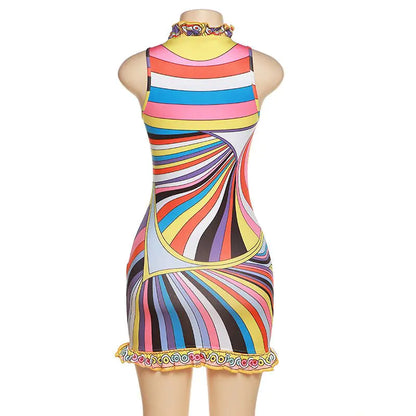 Sleeveless Multi Color Dress