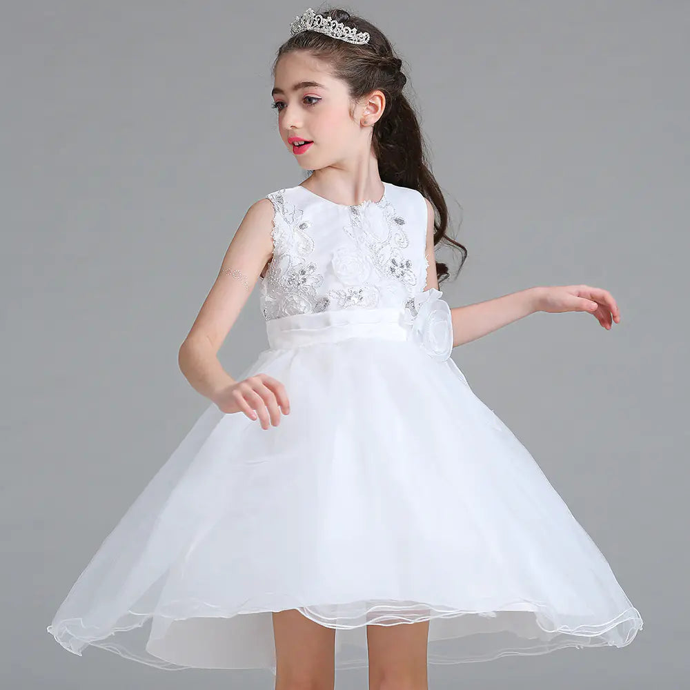 Children's Flower Sequin Princess Dress