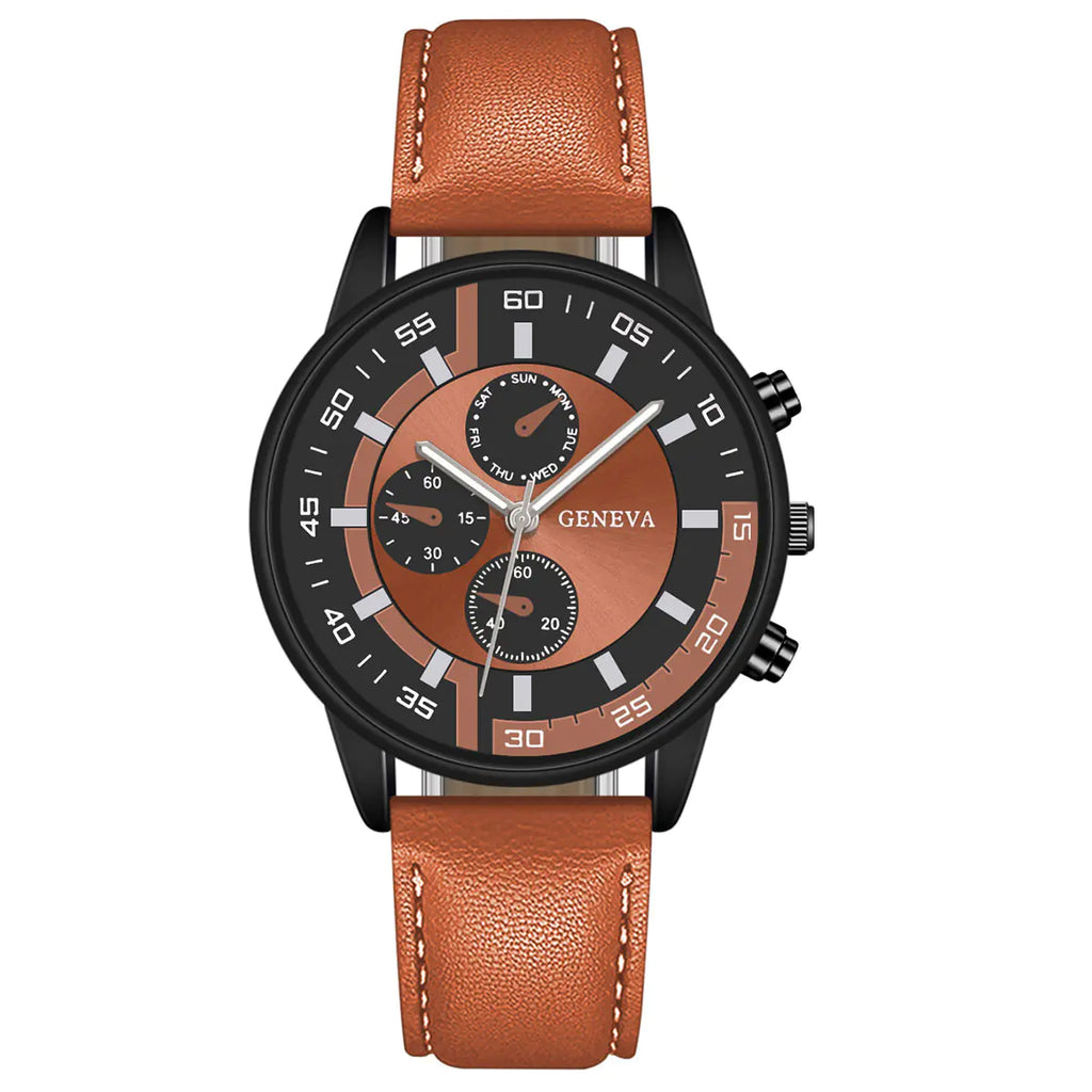Fashion Quartz Watch for Men with PU Strap (Gift Box)