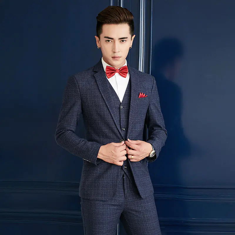 Men's Slim Fit British Style Suit Set for Weddings