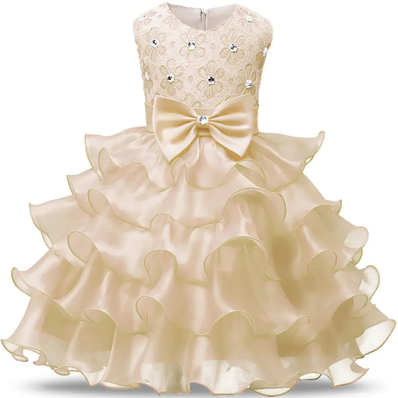 Girls' Sleeveless Princess Dress with Bow (Cake Dress)