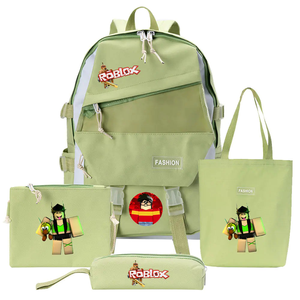 Four-Piece Canvas Backpack Set for Students