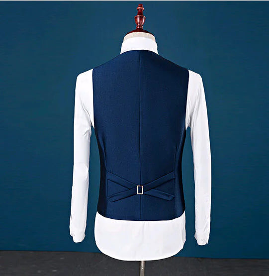 Men's Three-Piece Wedding Suit with Notch Lapel