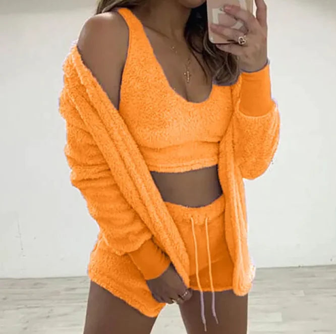 Three-piece Homewear Long-sleeved Plush Fashion Casual Three-piece Suit
