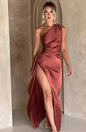 Satin One-Shoulder Sexy Prom Dresses