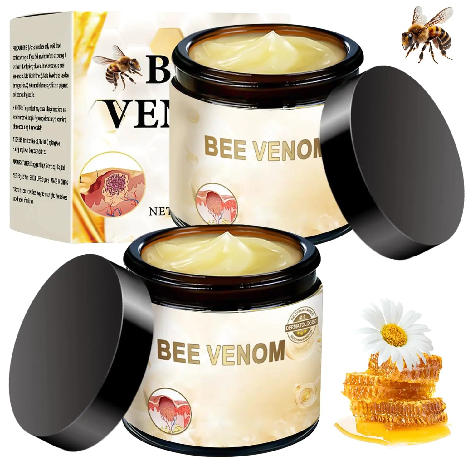 Garlyxg Bee Venom Cream 2024 New Bee Venom Cream Natural Bee Venom Cream Professional Bee Venom Gel for All Skin Types - 60ml (2PCS)