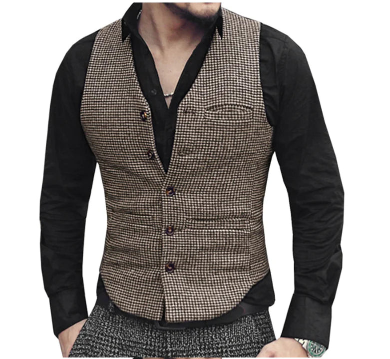 Men's Plaid Waistcoat - Vintage Style Wool Vest