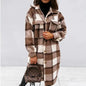 Women's Plaid Printed Long Overcoat Jacket