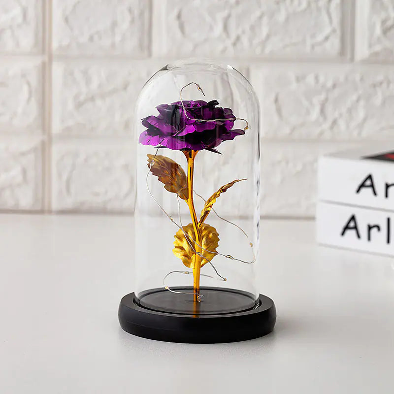 Eternal Flower Glass Cover with Battery - Valentine's Gift